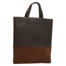 BURBERRY Hand Bag Leather Dark Brown Auth am8695-1