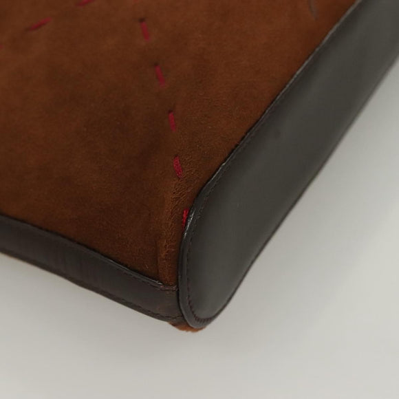 BURBERRY Hand Bag Leather Dark Brown Auth am8695