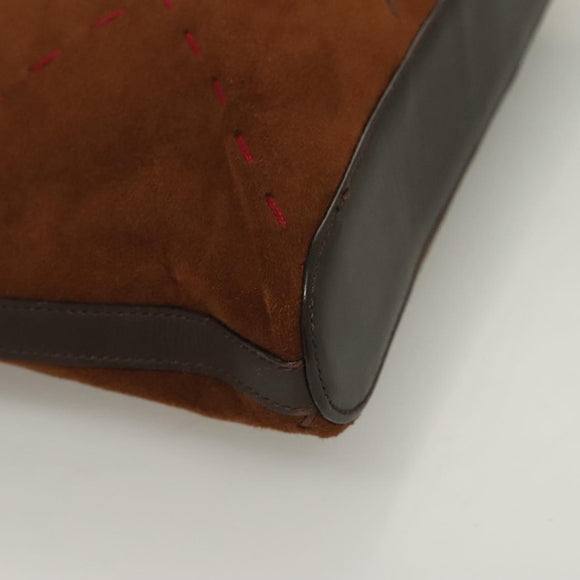 BURBERRY Hand Bag Leather Dark Brown Auth am8695