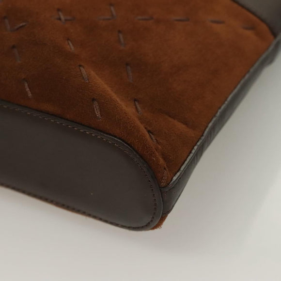 BURBERRY Hand Bag Leather Dark Brown Auth am8695