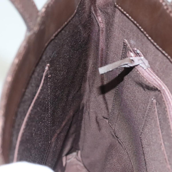 BURBERRY Hand Bag Leather Dark Brown Auth am8695