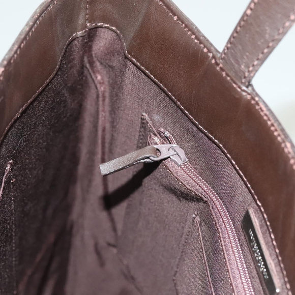 BURBERRY Hand Bag Leather Dark Brown Auth am8695