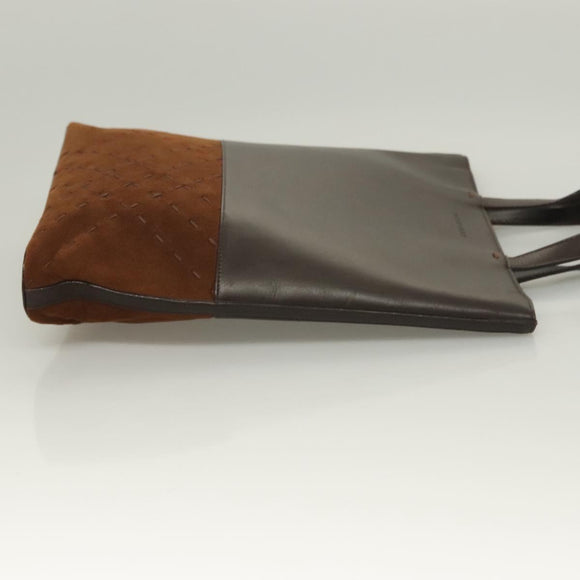 BURBERRY Hand Bag Leather Dark Brown Auth am8695