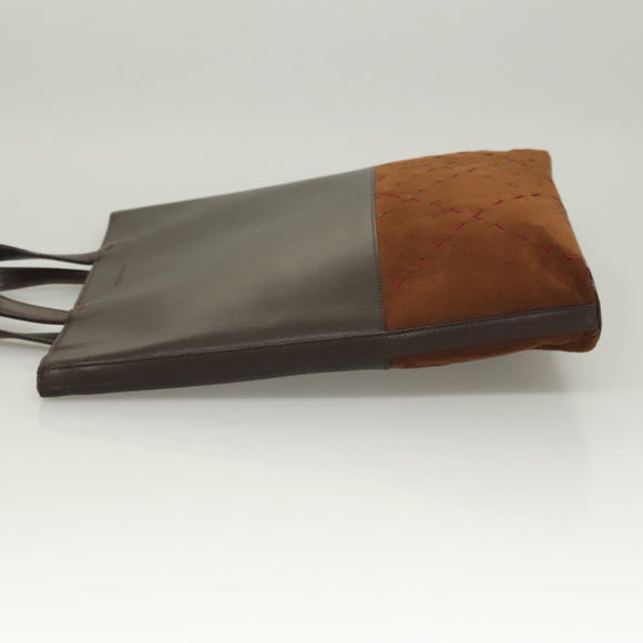 BURBERRY Hand Bag Leather Dark Brown Auth am8695