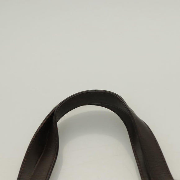 BURBERRY Hand Bag Leather Dark Brown Auth am8695