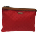 GUCCI GG Nylon Clutch Bag Nylon Red Silver 286209 Auth am8706-1