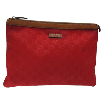 GUCCI GG Nylon Clutch Bag Nylon Red Silver 286209 Auth am8706