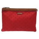 GUCCI GG Nylon Clutch Bag Nylon Red Silver 286209 Auth am8706-2
