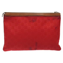 GUCCI GG Nylon Clutch Bag Nylon Red Silver 286209 Auth am8706 - 0