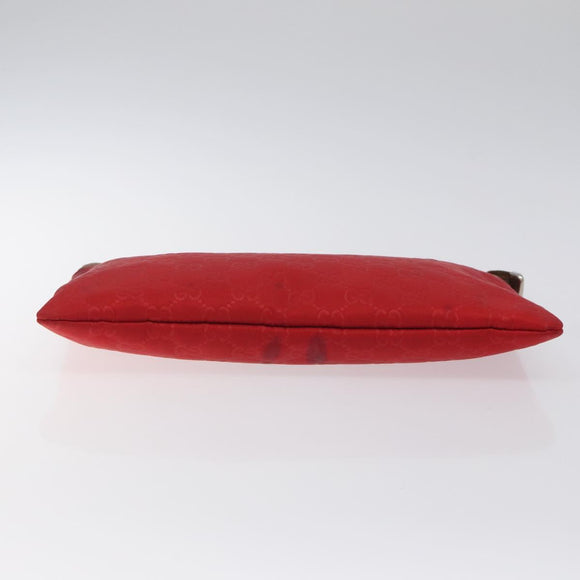 GUCCI GG Nylon Clutch Bag Nylon Red Silver 286209 Auth am8706