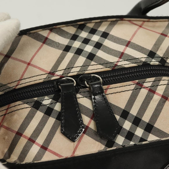 BURBERRY Blue Label Tote Bag Nylon Black Silver Auth am8707