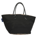 BURBERRY Blue Label Tote Bag Nylon Black Silver Auth am8707-1