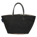 BURBERRY Blue Label Tote Bag Nylon Black Silver Auth am8707-13