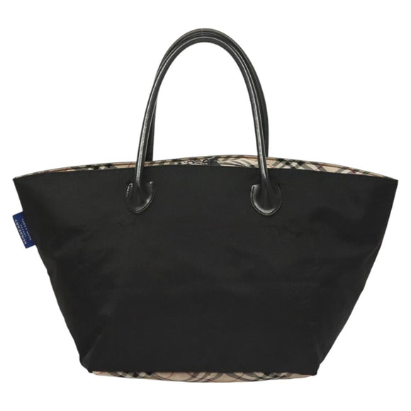 BURBERRY Blue Label Tote Bag Nylon Black Silver Auth am8707