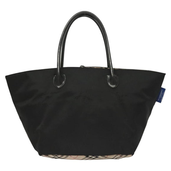BURBERRY Blue Label Tote Bag Nylon Black Silver Auth am8707