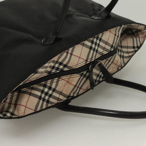 BURBERRY Blue Label Tote Bag Nylon Black Silver Auth am8707