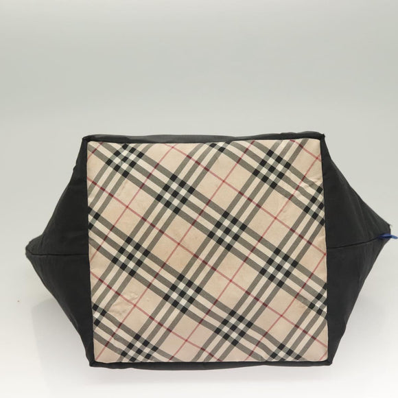 BURBERRY Blue Label Tote Bag Nylon Black Silver Auth am8707