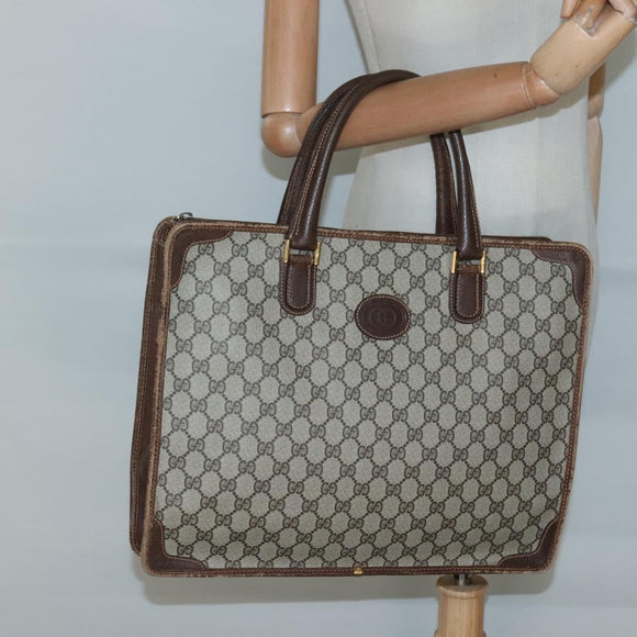 GUCCI GG Supreme Tote Bag PVC Beige Gold Auth am8712