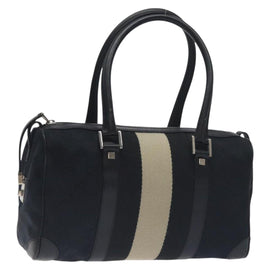 GUCCI GG Canvas Sherry Line Hand Bag Black Silver 000 0851 00221 Auth am8716