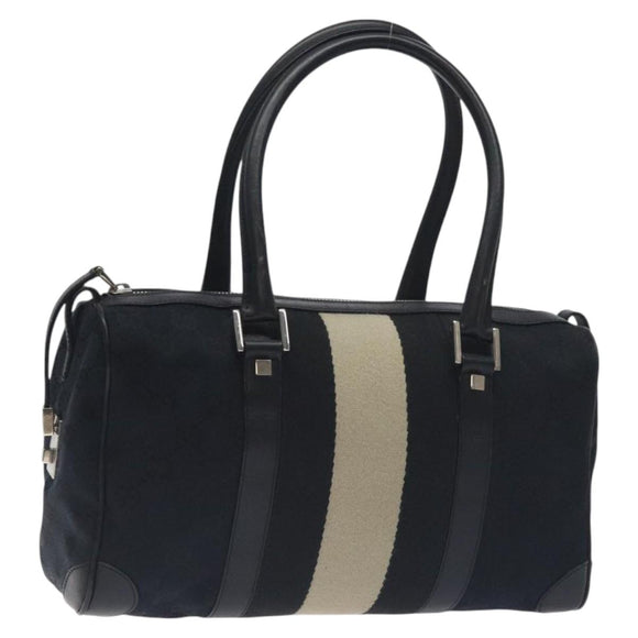 GUCCI GG Canvas Sherry Line Hand Bag Black Silver 000 0851 00221 Auth am8716