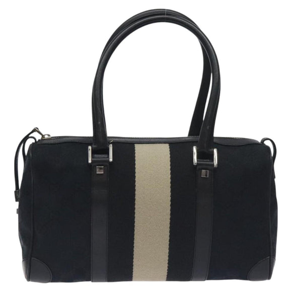 GUCCI GG Canvas Sherry Line Hand Bag Black Silver 000 0851 00221 Auth am8716