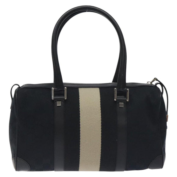 GUCCI GG Canvas Sherry Line Hand Bag Black Silver 000 0851 00221 Auth am8716