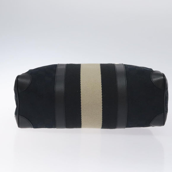 GUCCI GG Canvas Sherry Line Hand Bag Black Silver 000 0851 00221 Auth am8716