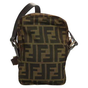FENDI Zucca Canvas Shoulder Bag Black Brown Auth am8718 - 0