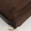 Salvatore Ferragamo Shoulder Bag Nylon Leather Brown Silver Auth am8722-9