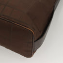 Salvatore Ferragamo Shoulder Bag Nylon Leather Brown Silver Auth am8722-14