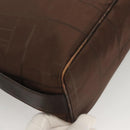 Salvatore Ferragamo Shoulder Bag Nylon Leather Brown Silver Auth am8722-15