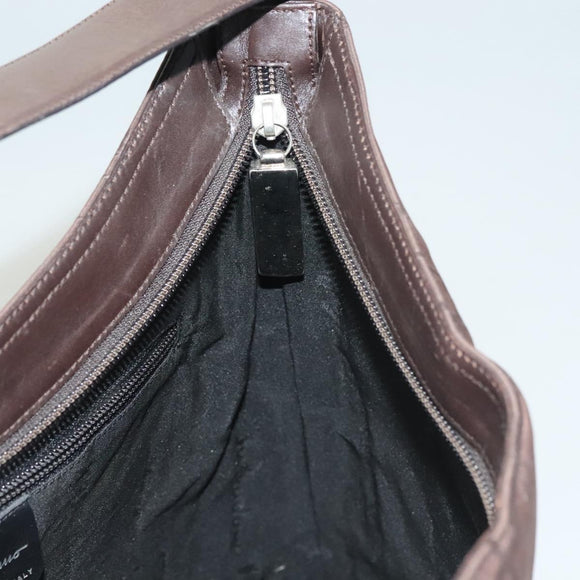 Salvatore Ferragamo Shoulder Bag Nylon Leather Brown Silver Auth am8722