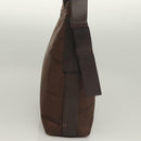 Salvatore Ferragamo Shoulder Bag Nylon Leather Brown Silver Auth am8722-4