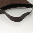 Salvatore Ferragamo Shoulder Bag Nylon Leather Brown Silver Auth am8722-7