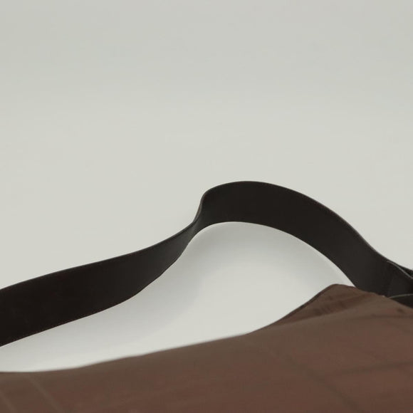 Salvatore Ferragamo Shoulder Bag Nylon Leather Brown Silver Auth am8722