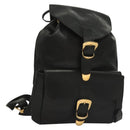 Gianni Versace Backpack Leather Black Gold Auth am8724-1