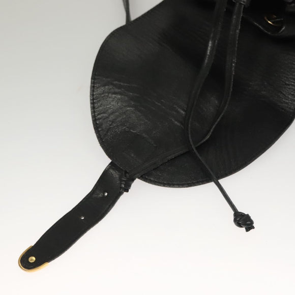 Gianni Versace Backpack Leather Black Gold Auth am8724