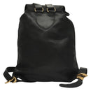 Gianni Versace Backpack Leather Black Gold Auth am8724-2