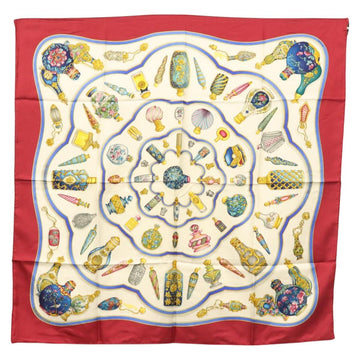 HERMES Carre 90 Scarf ""Pourvu qu'on oit l'ivresse"" Silk White Auth am8729