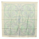 HERMES Carre 90 Scarf ""Les chants du Henne"" Silk Peppermint Auth am8731-1