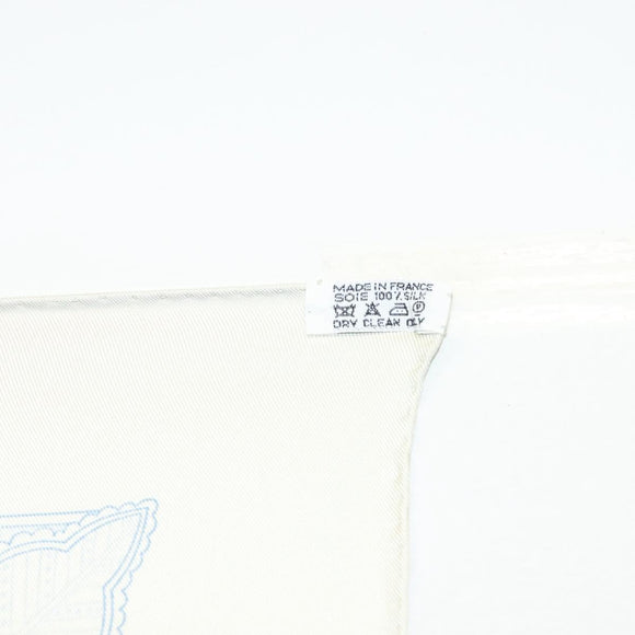 HERMES Carre 90 Scarf ""Les chants du Henne"" Silk Peppermint Auth am8731