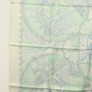 HERMES Carre 90 Scarf ""Les chants du Henne"" Silk Peppermint Auth am8731-5