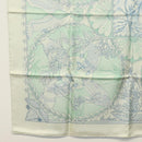 HERMES Carre 90 Scarf ""Les chants du Henne"" Silk Peppermint Auth am8731-8
