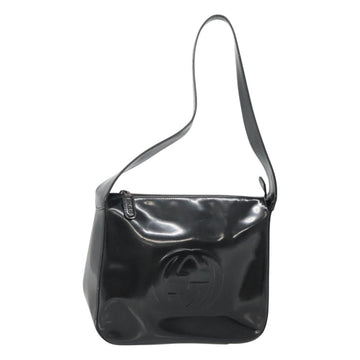 GUCCI Shoulder Bag Enamel Black 001 3754 1703 Auth am8759
