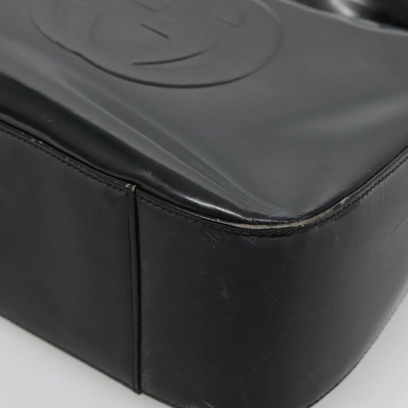 GUCCI Shoulder Bag Enamel Black 001 3754 1703 Auth am8759