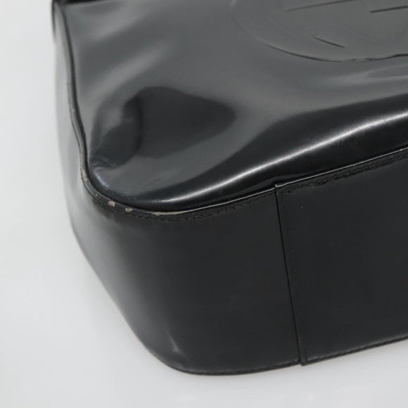 GUCCI Shoulder Bag Enamel Black 001 3754 1703 Auth am8759