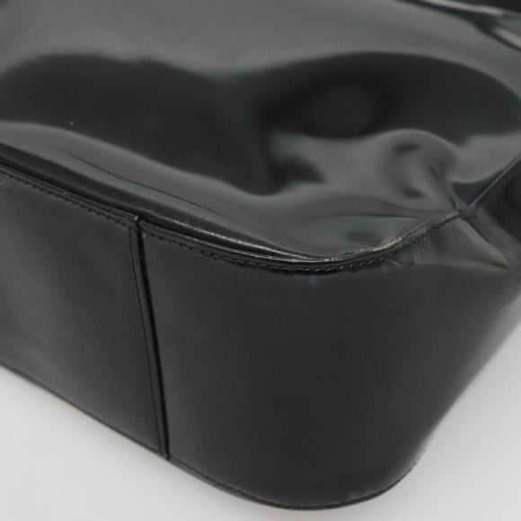 GUCCI Shoulder Bag Enamel Black 001 3754 1703 Auth am8759