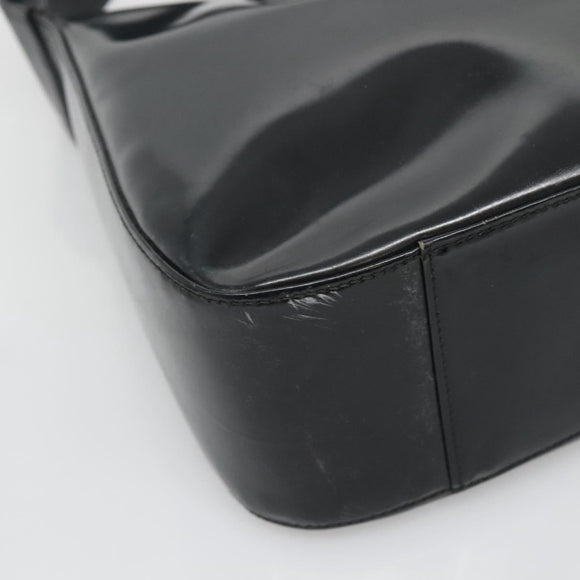 GUCCI Shoulder Bag Enamel Black 001 3754 1703 Auth am8759