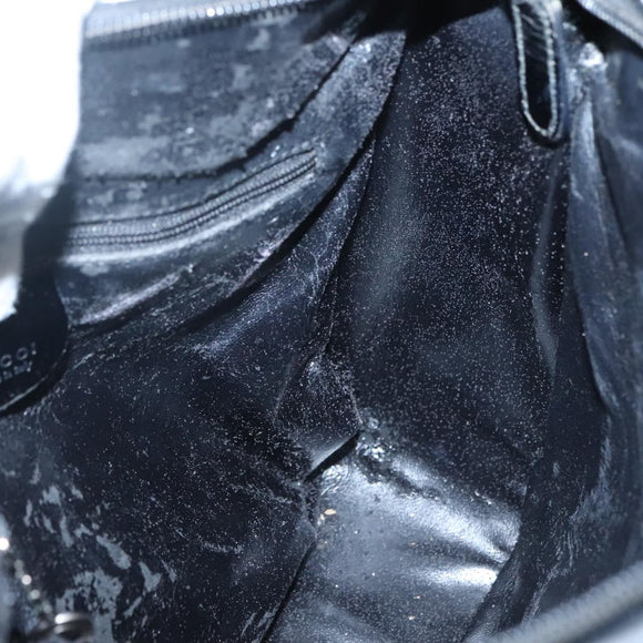 GUCCI Shoulder Bag Enamel Black 001 3754 1703 Auth am8759