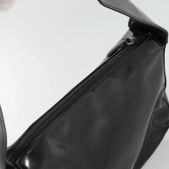 GUCCI Shoulder Bag Enamel Black 001 3754 1703 Auth am8759